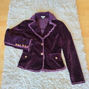 CACHE Womens Purple Velvet Jacket Size 6 Blazer  Wimsigoth Gothic Witchcore